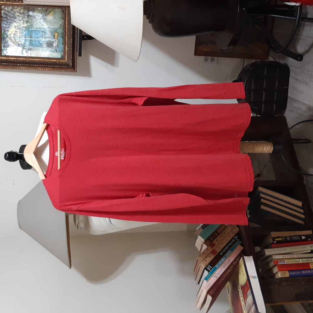 Big mans Red Tshirt Athletic Sports top 3XL Long Sleeve Crew neck b45
